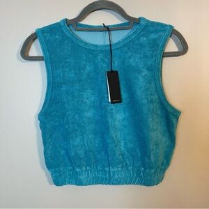 Monrow Turquoise Sleeveless Crop Top